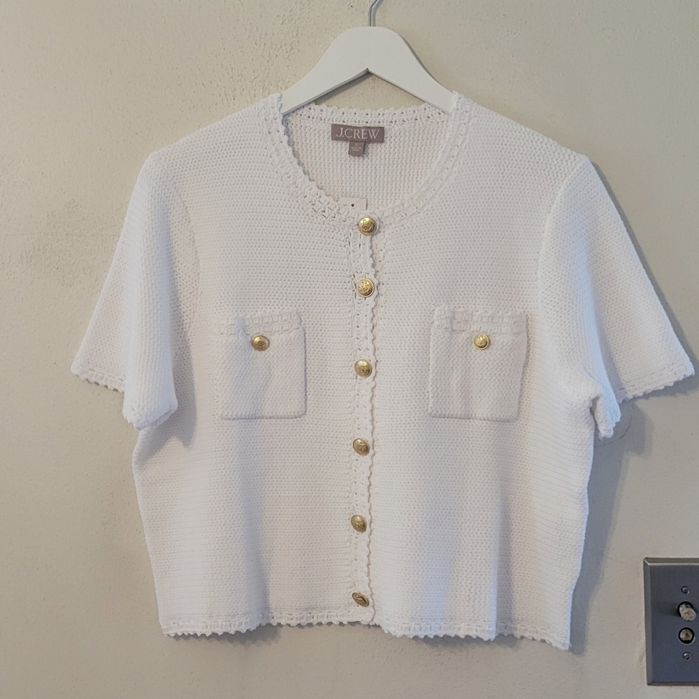 J.Crew Short Sleeve Sweater Lady Jacket - white - Picture 5 of 10